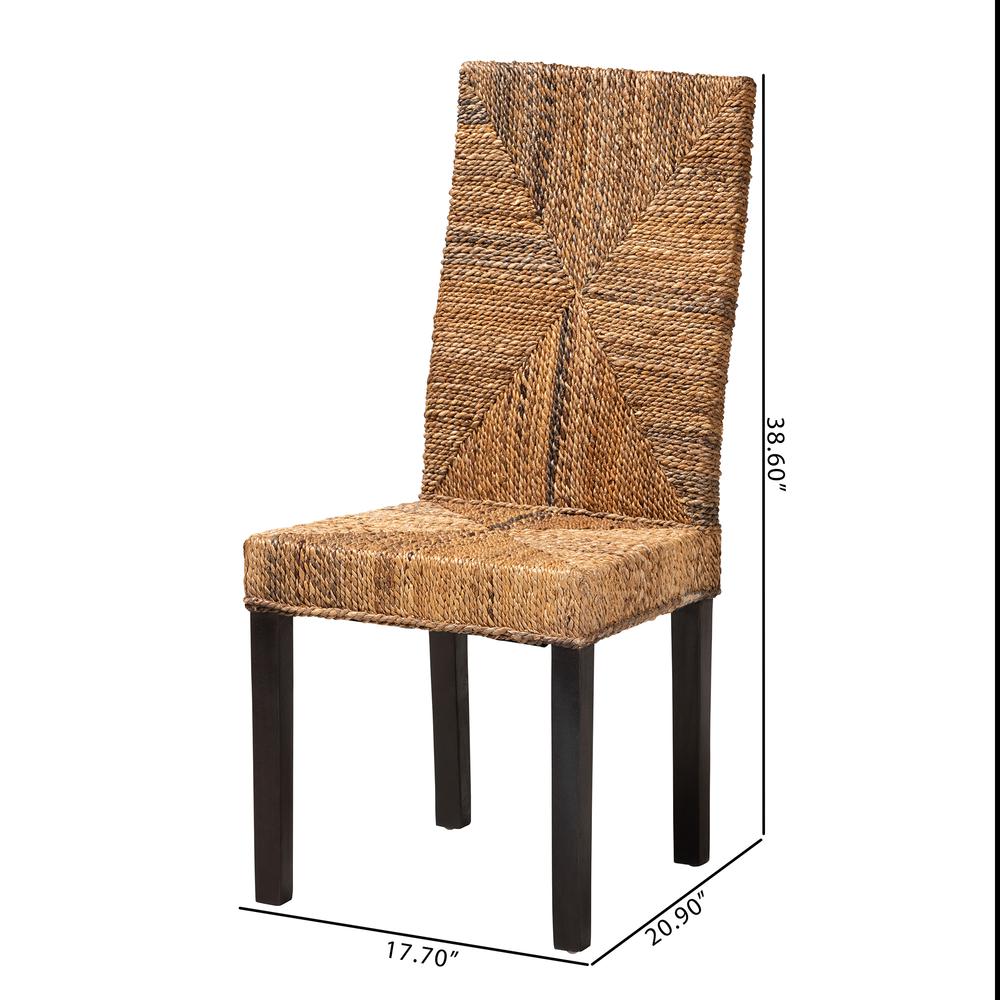 Bohemian Dark Brown Mahogany Wood and Seagrass Dining Chair. Picture 20