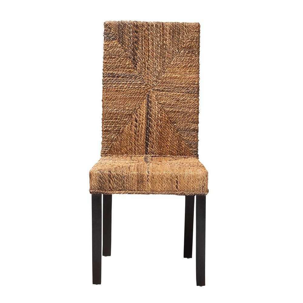 Bohemian Dark Brown Mahogany Wood and Seagrass Dining Chair. Picture 12