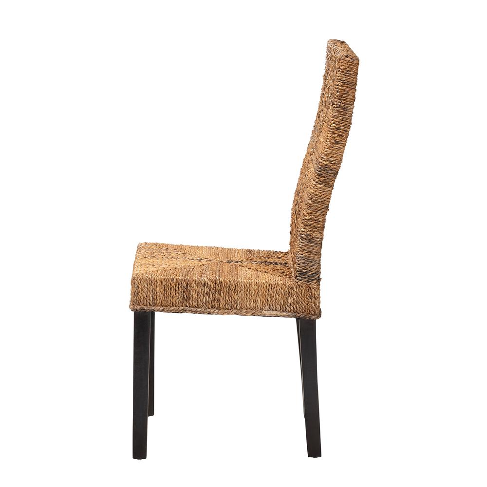 Bohemian Dark Brown Mahogany Wood and Seagrass Dining Chair. Picture 13