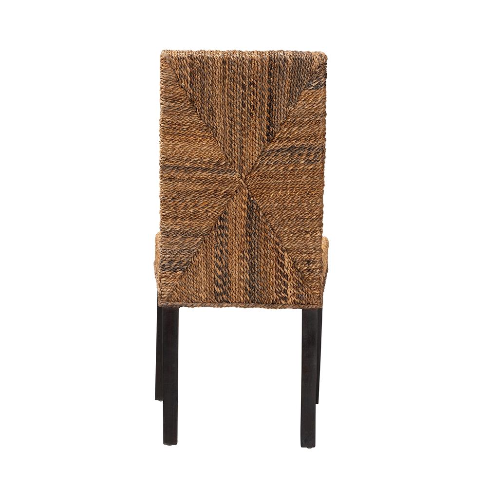 Bohemian Dark Brown Mahogany Wood and Seagrass Dining Chair. Picture 14