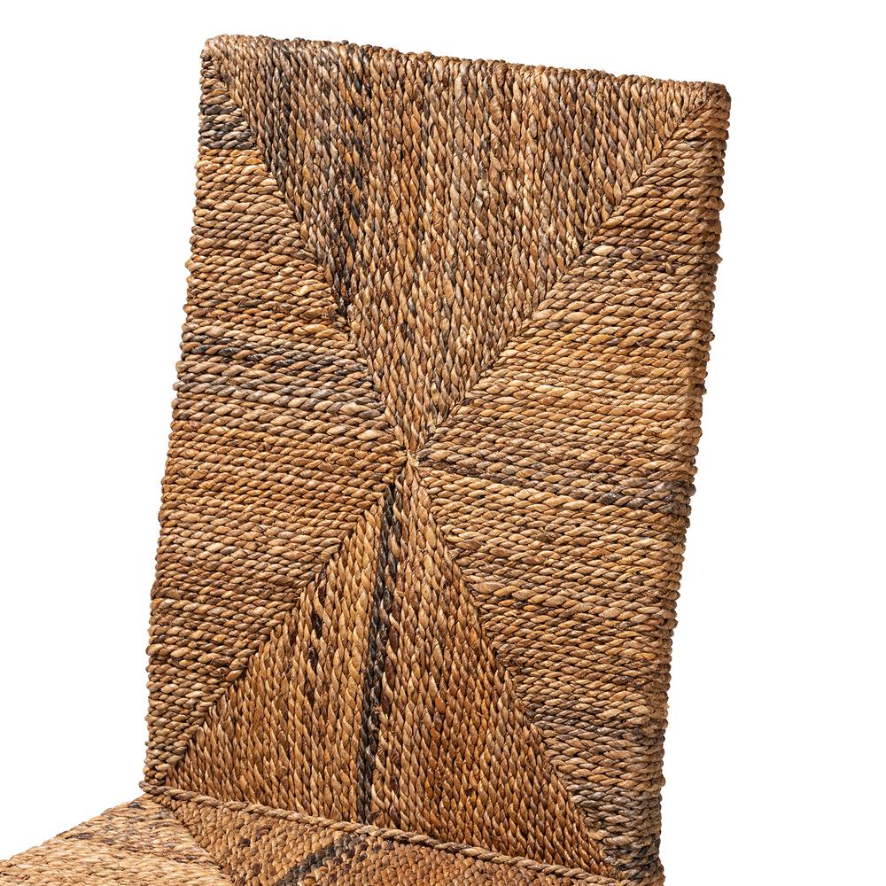 Bohemian Dark Brown Mahogany Wood and Seagrass Dining Chair. Picture 15