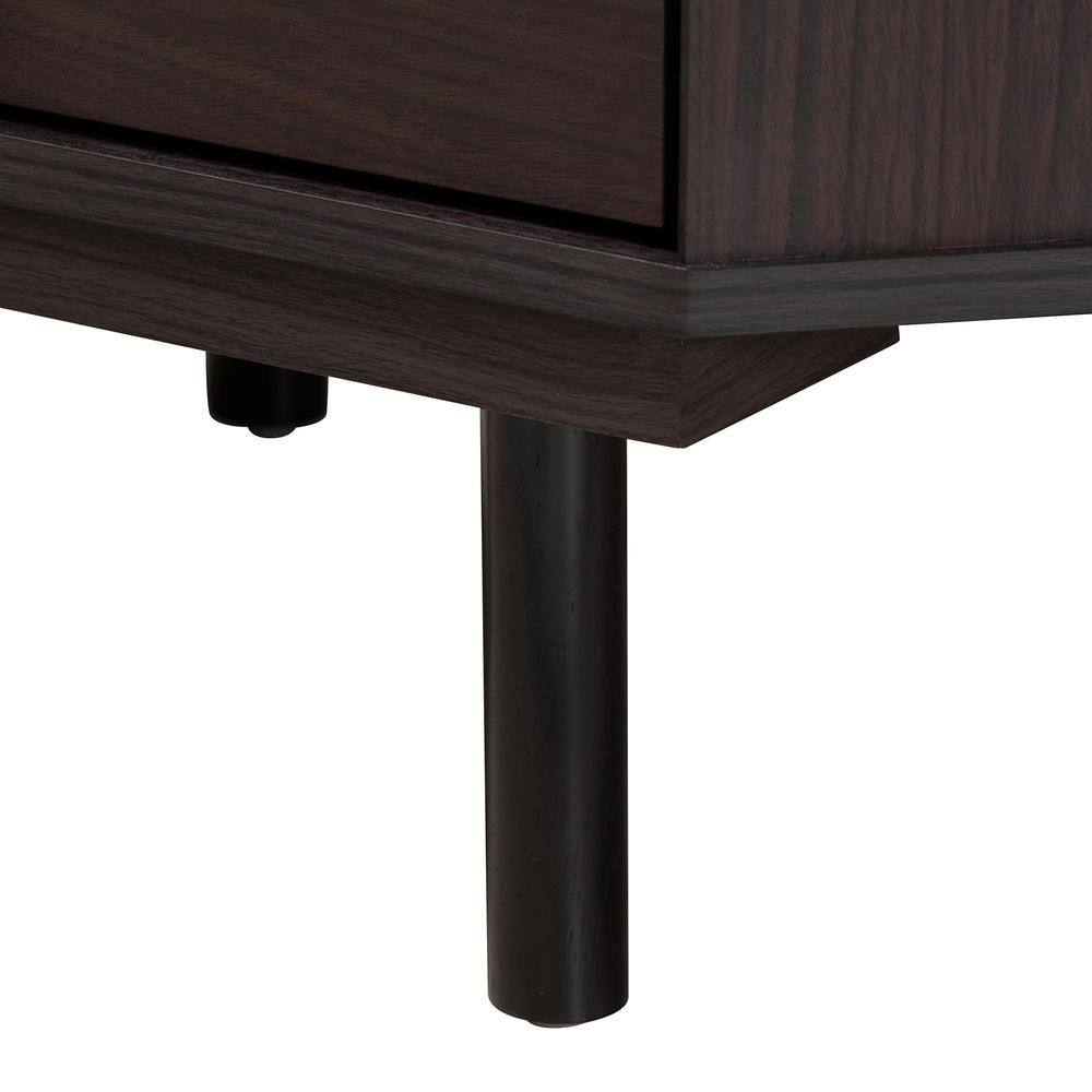 Transitional Two-Tone Black and Espresso Brown Finished Wood 2-Drawer End Table. Picture 16