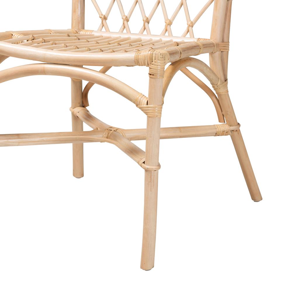 bali & pari Doria Modern Bohemian Natural Brown Rattan 2-Piece Dining Chair Set. Picture 14