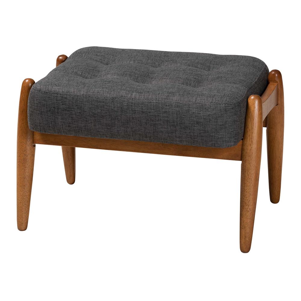Walnut Brown Finished Wood Ottoman Footstool. Picture 9