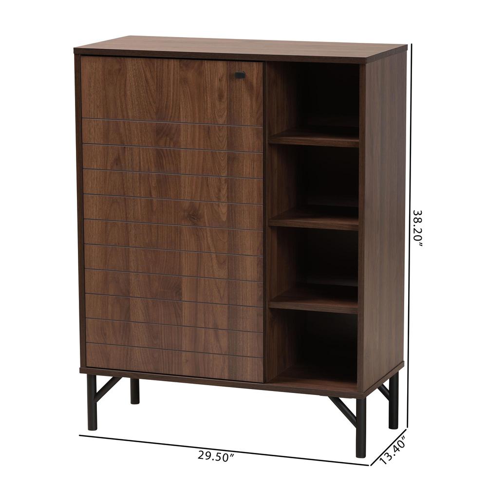 Transitional Walnut Brown Finished Wood 1-Door Shoe Cabinet. Picture 22