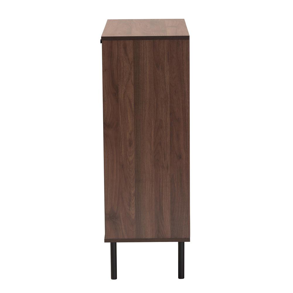 Transitional Walnut Brown Finished Wood 1-Door Shoe Cabinet. Picture 15