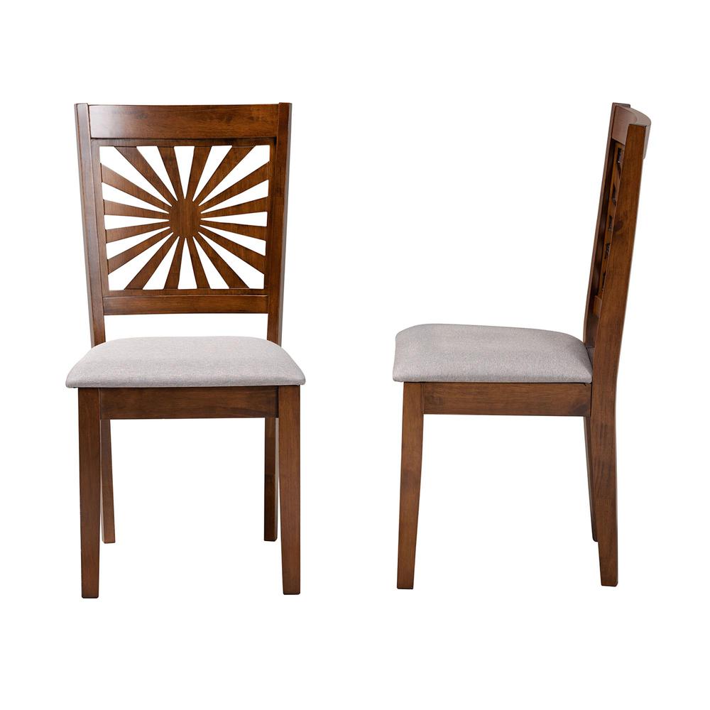 Olympia Modern Grey Fabric and Walnut Brown Finished Wood Dining Chair. Picture 12