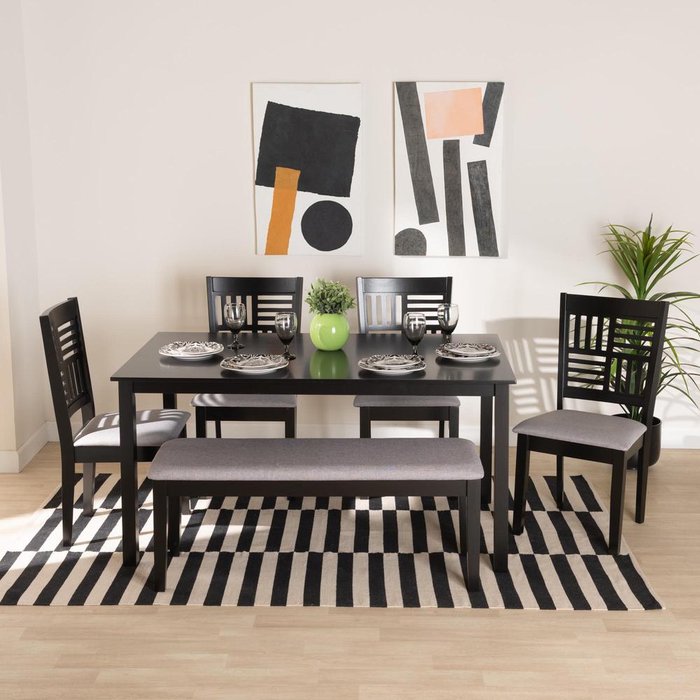 Deanna Modern Grey Fabric and Dark Brown Finished Wood 6-Piece Dining Set. Picture 18
