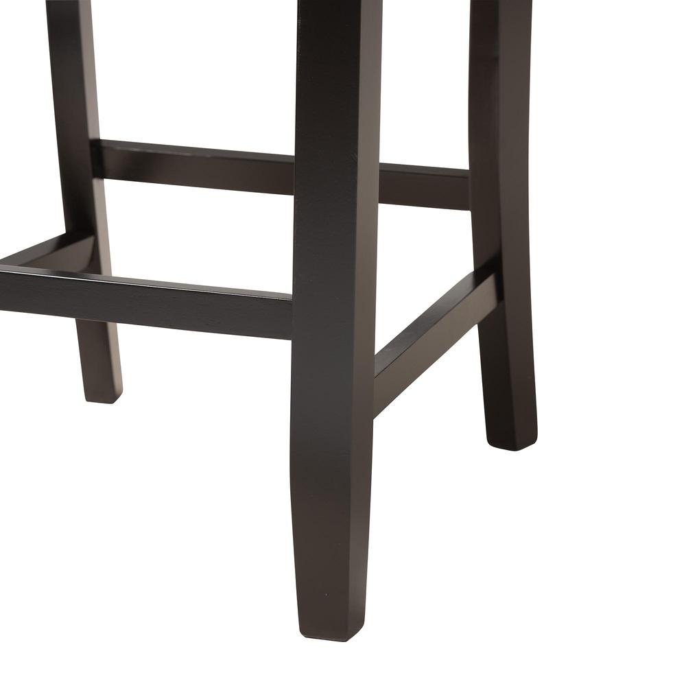 Florencia Modern Beige Fabric and Espresso Brown Finished Wood Counter Stool. Picture 14