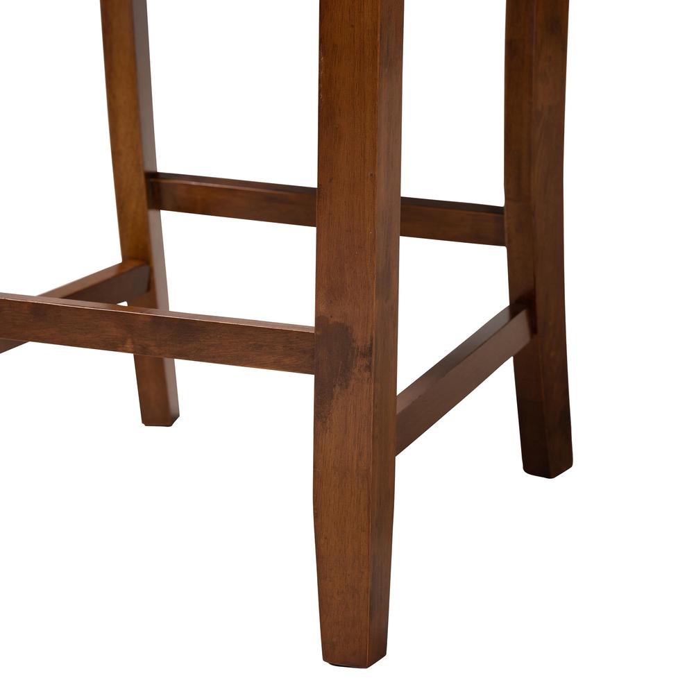 Florencia Modern Grey Fabric and Walnut Brown Finished Wood Counter Stool. Picture 14