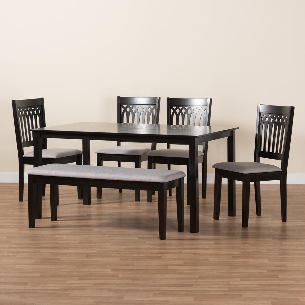 Genesis Modern Grey Fabric and Dark Brown Finished Wood 6-Piece Dining Set. Picture 21