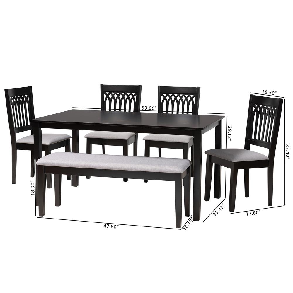 Genesis Modern Grey Fabric and Dark Brown Finished Wood 6-Piece Dining Set. Picture 22