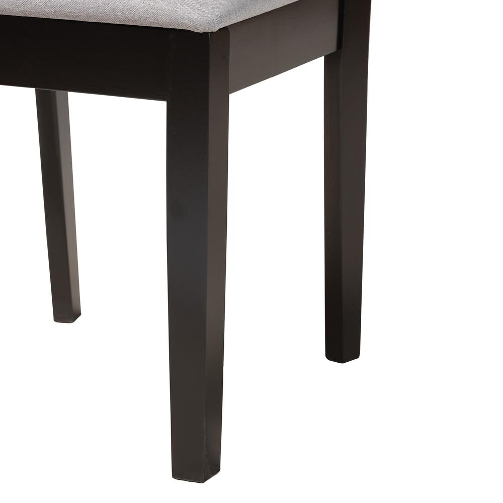 Genesis Modern Grey Fabric and Dark Brown Finished Wood 2-Piece Dining Chair Set. Picture 14