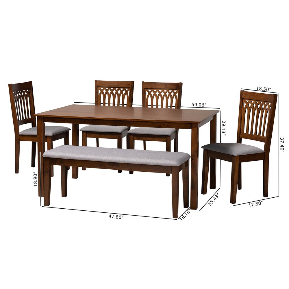 Genesis Modern Grey Fabric and Walnut Brown Finished Wood 6-Piece Dining Set. Picture 22