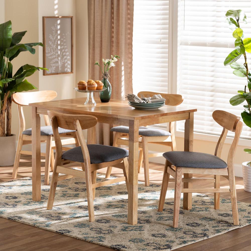 Natural Brown Finished Wood 5-Piece Dining Set. Picture 18