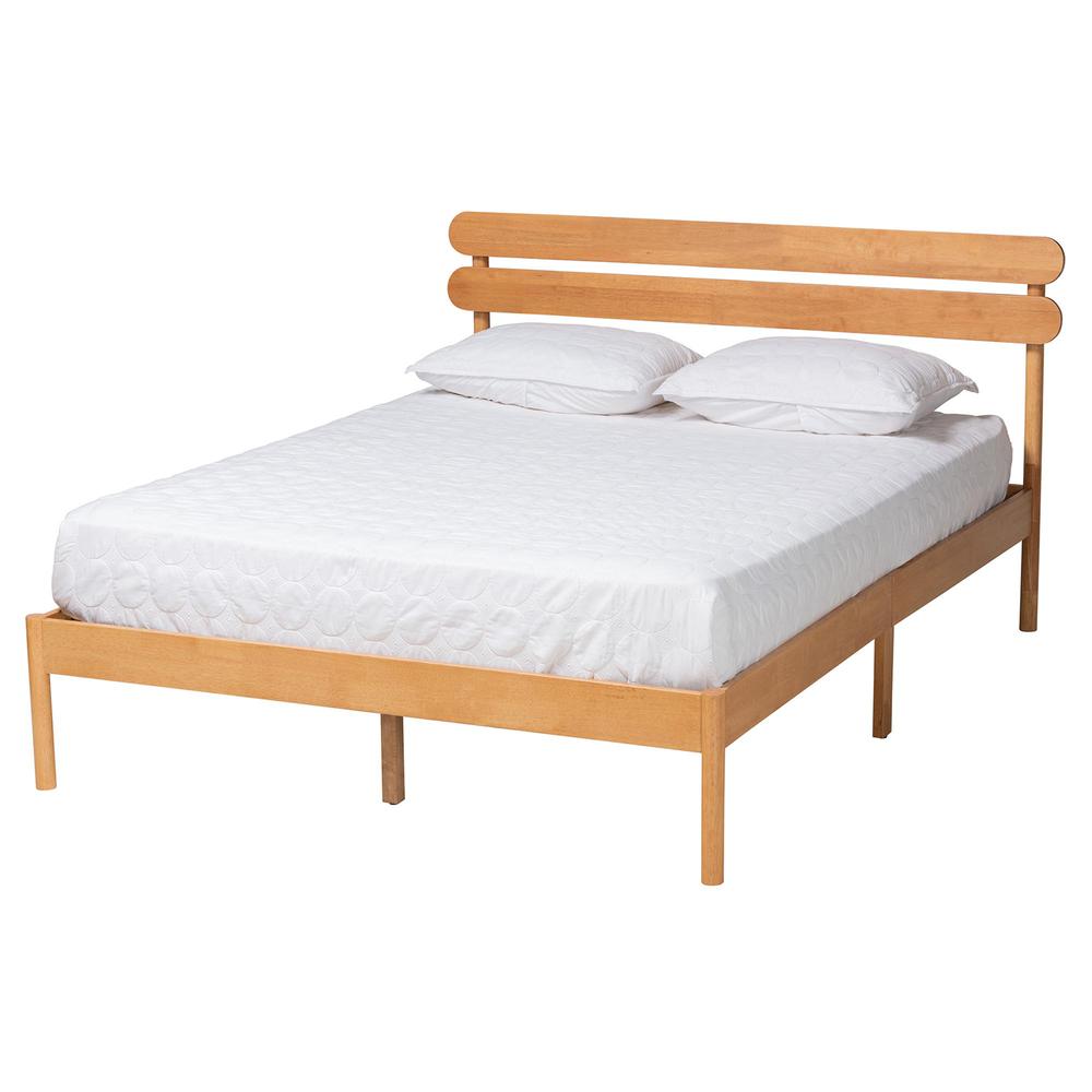 Baxton Studio Quincia Japandi Sandy Brown Finished Wood Queen Size Platform Bed. Picture 10