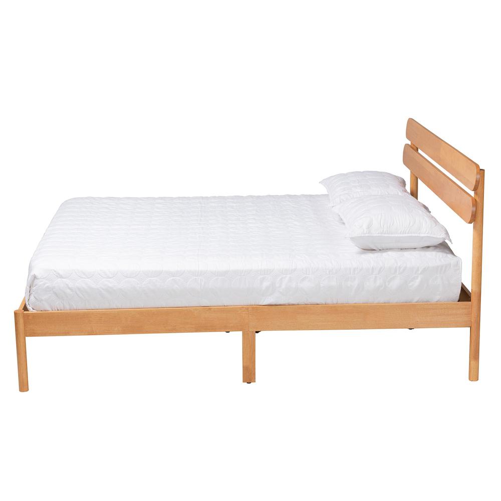 Baxton Studio Quincia Japandi Sandy Brown Finished Wood Queen Size Platform Bed. Picture 11