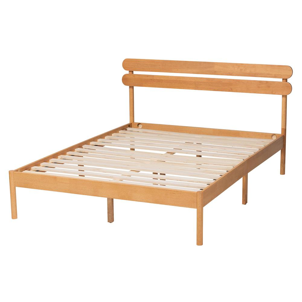 Baxton Studio Quincia Japandi Sandy Brown Finished Wood Queen Size Platform Bed. Picture 12