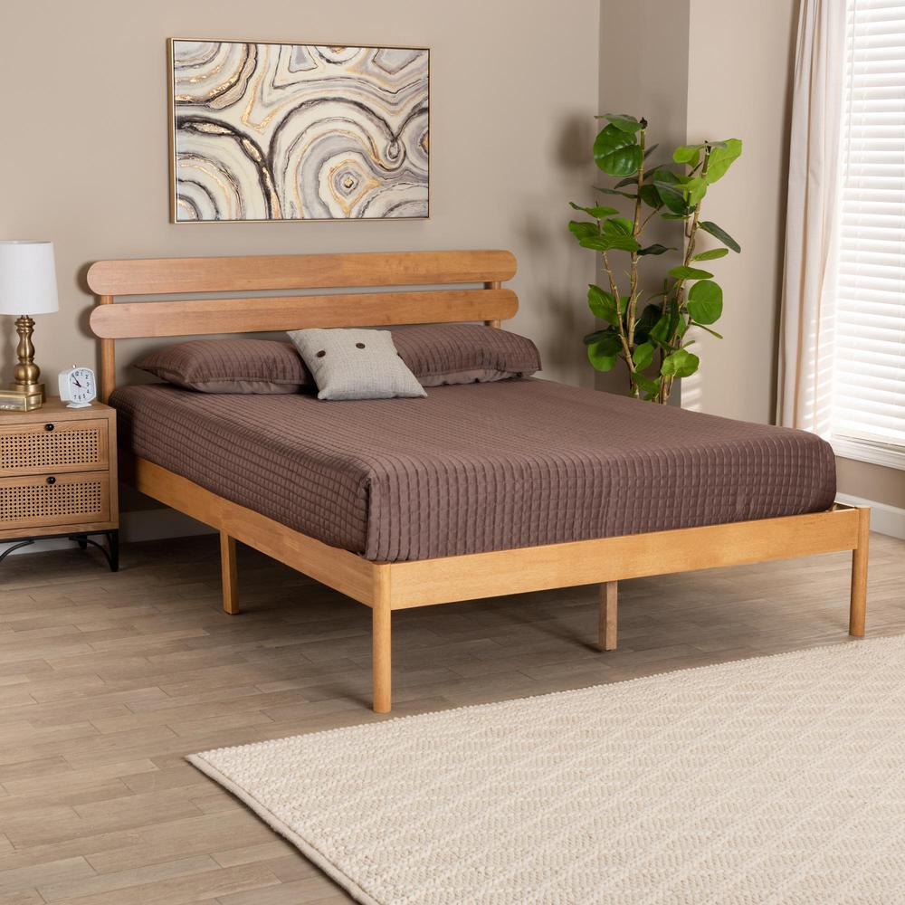 Baxton Studio Quincia Japandi Sandy Brown Finished Wood Queen Size Platform Bed. Picture 16