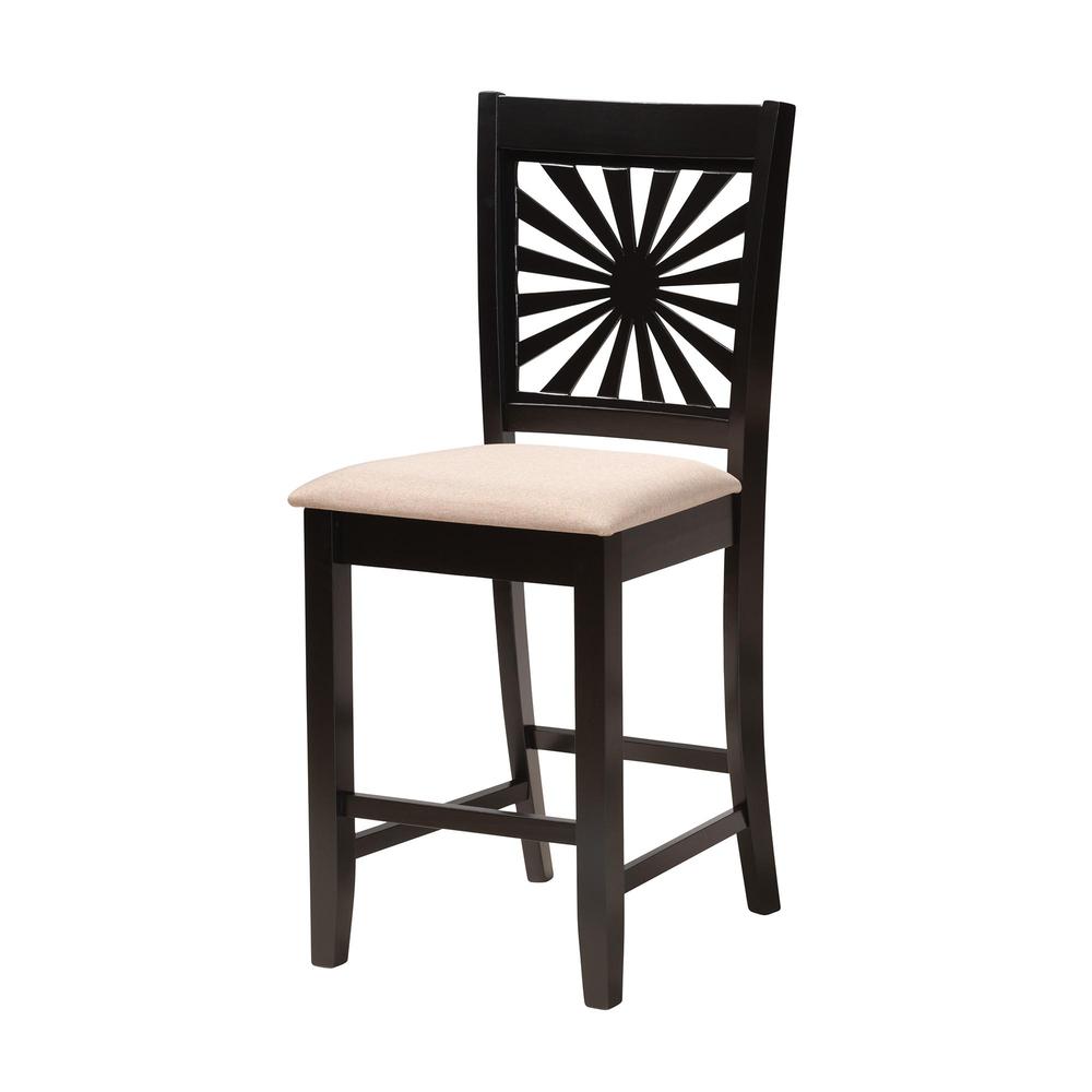 Olympia Modern Beige Fabric and Espresso Brown Finished Wood 5-Piece Pub Set. Picture 12