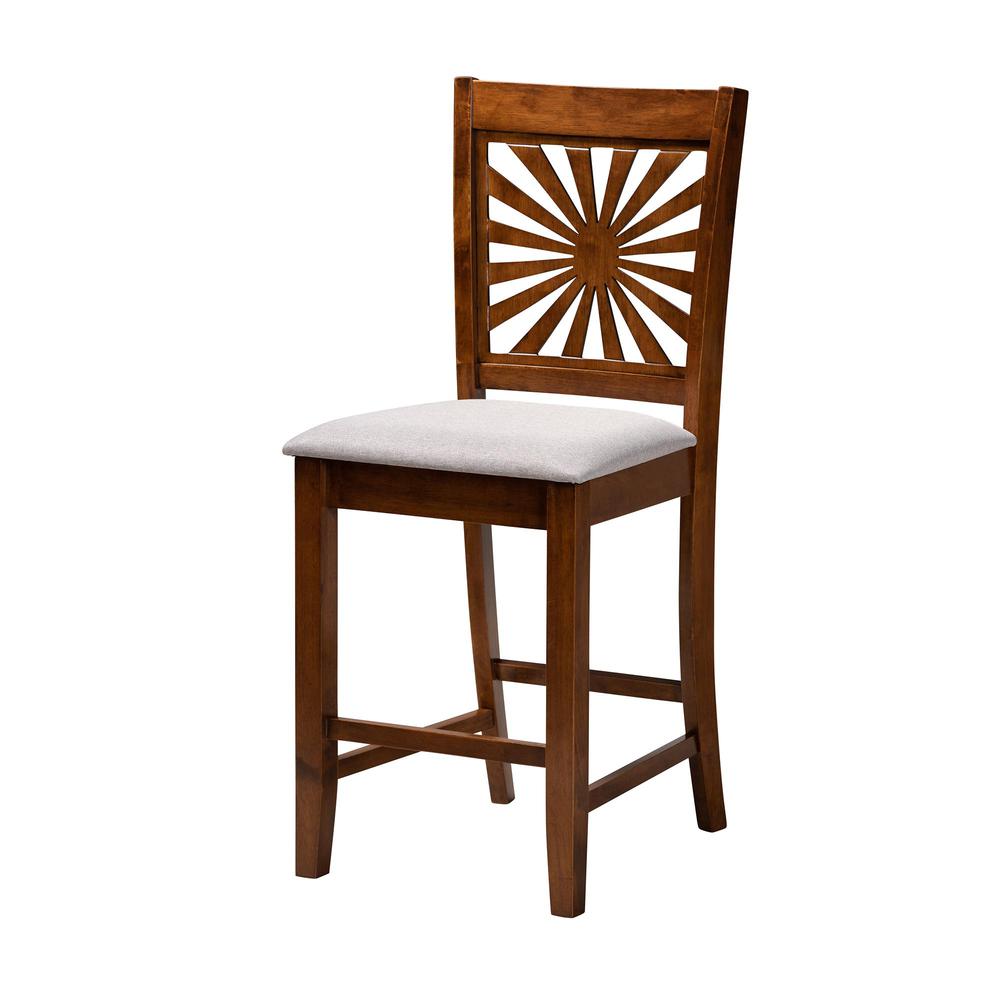 Olympia Modern Grey Fabric and Walnut Brown Finished Wood 5-Piece Pub Set. Picture 12