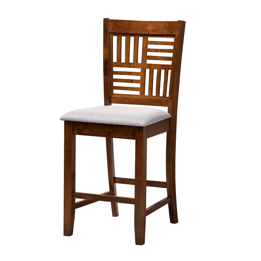 Deanna Modern Grey Fabric and Walnut Brown Finished Wood 5-Piece Pub Set. Picture 11