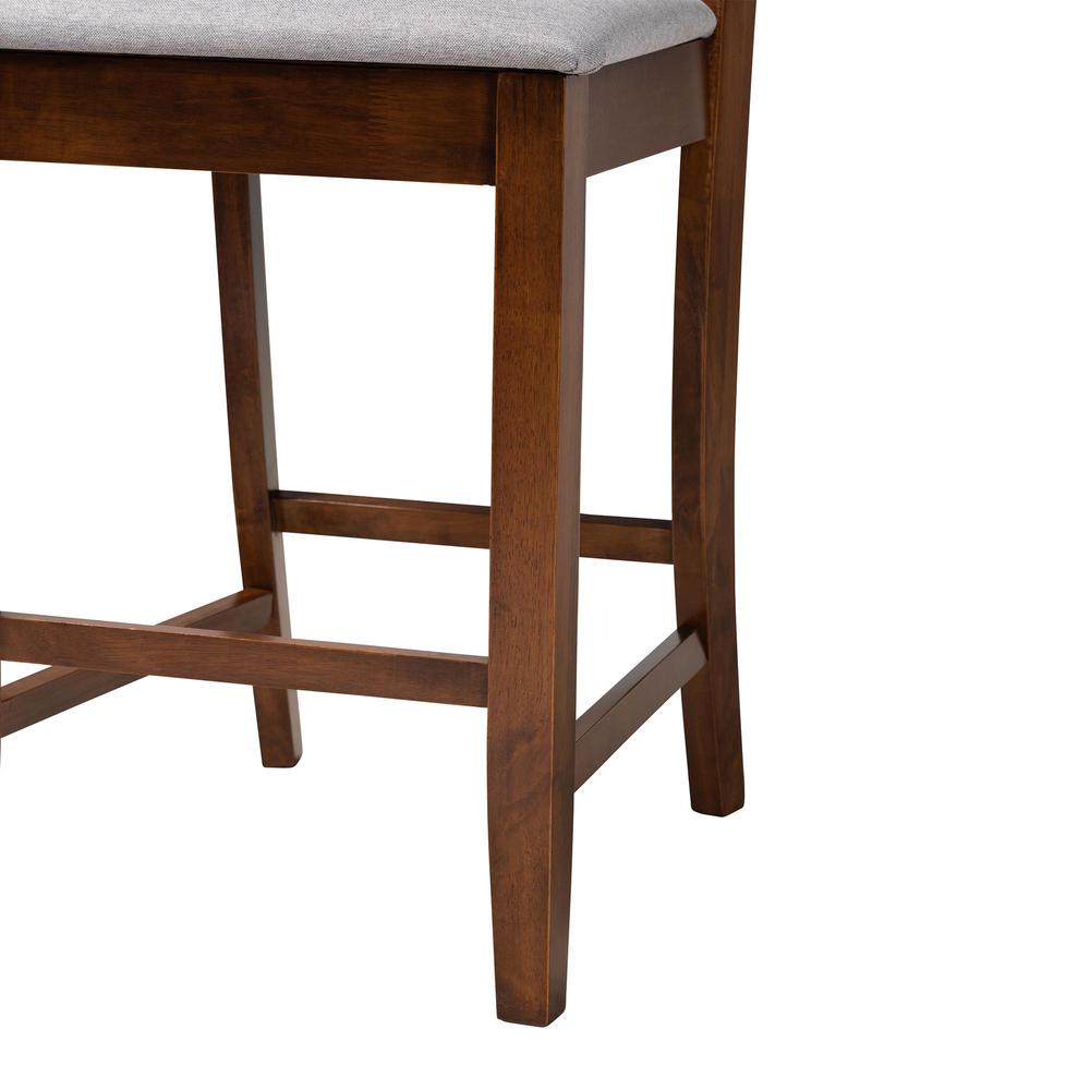 Deanna Modern Grey Fabric and Walnut Brown Finished Wood 5-Piece Pub Set. Picture 15