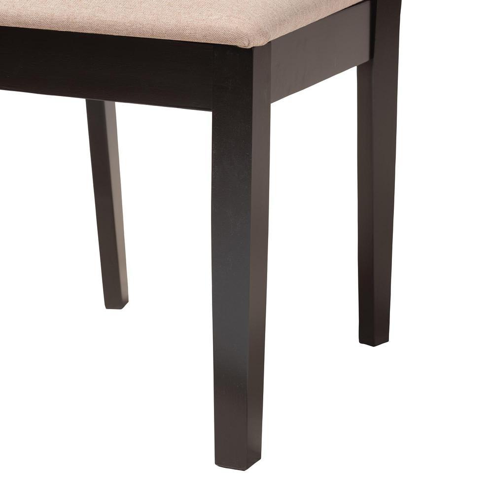 Florencia Modern Beige Fabric and Espresso Brown Finished Wood Dining Chair. Picture 14