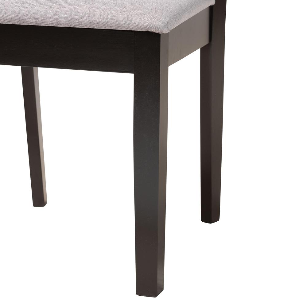 Florencia Modern Grey Fabric and Espresso Brown Finished Wood Dining Chair. Picture 14