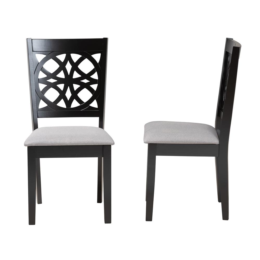 Abigail Modern Grey Fabric and Dark Brown Finished Wood 2-Piece Dining Chair Set. Picture 12