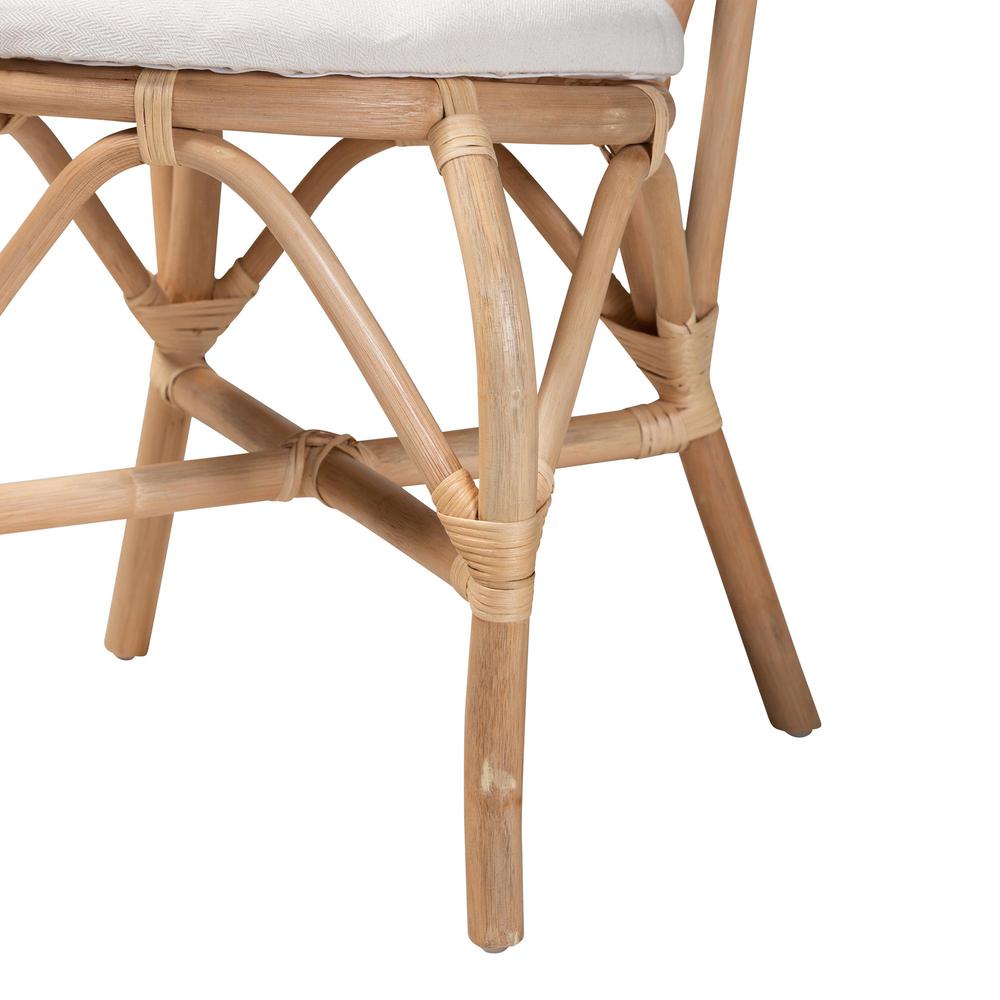 bali & pari Jerica Modern Bohemian Natural Brown Rattan Dining Chair. Picture 15