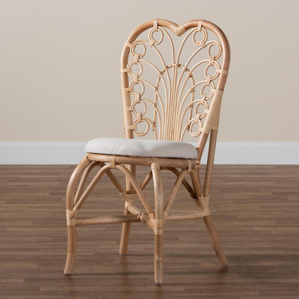 bali & pari Jerica Modern Bohemian Natural Brown Rattan Dining Chair. Picture 18