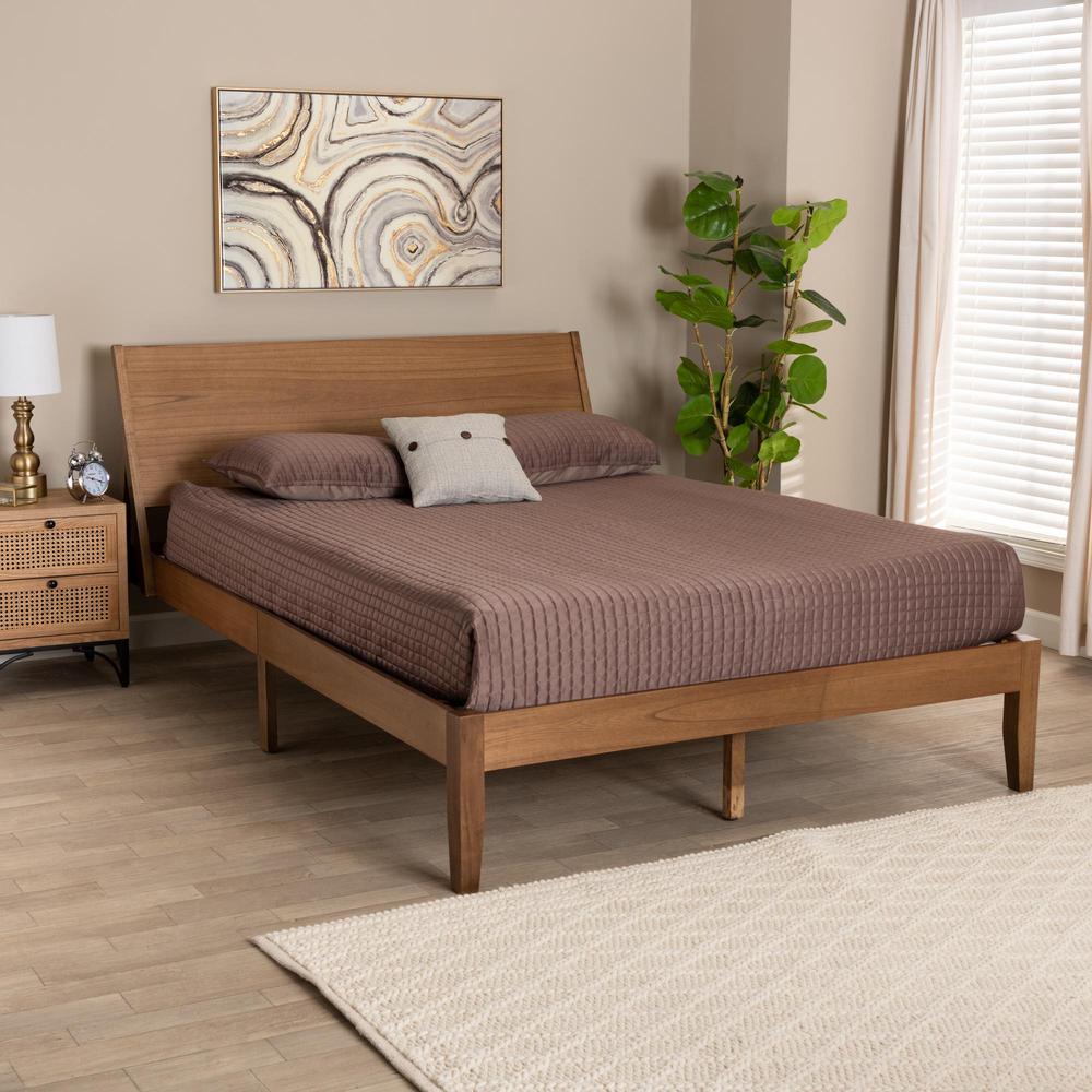 Transitional Walnut Brown Finished Wood Queen Size Platform Bed. Picture 16