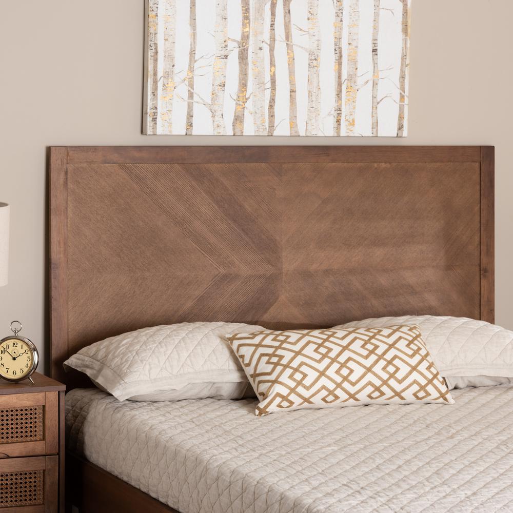 Baxton Studio Theria Classic and Traditional Ash Walnut Finished Wood Queen Size Headboard. Picture 6