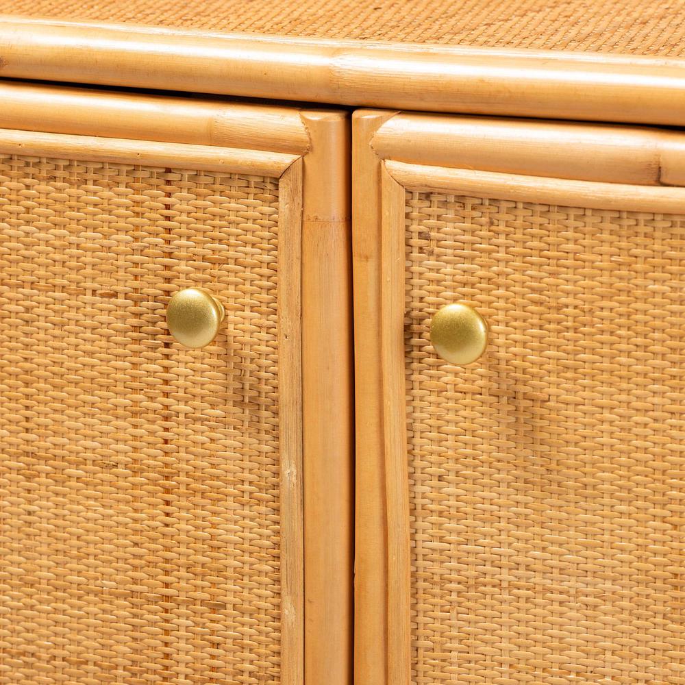 bali & pari Serissa Modern Bohemian Natural Brown Rattan 2-Door Storage Cabinet. Picture 15