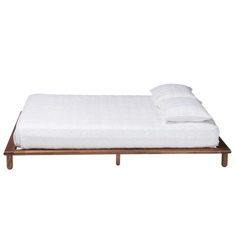 Alivia Mid-Century Modern Walnut Brown Finished Wood King Size Bed Frame. Picture 11