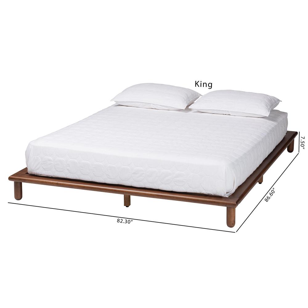 Alivia Mid-Century Modern Walnut Brown Finished Wood King Size Bed Frame. Picture 18