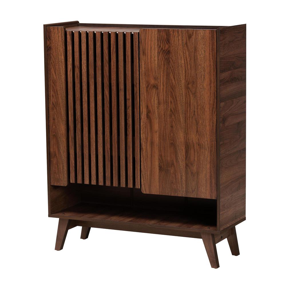 Baxton Studio Paricia Mid-Century Modern Walnut Brown Finished Wood Shoe Cabinet. Picture 13