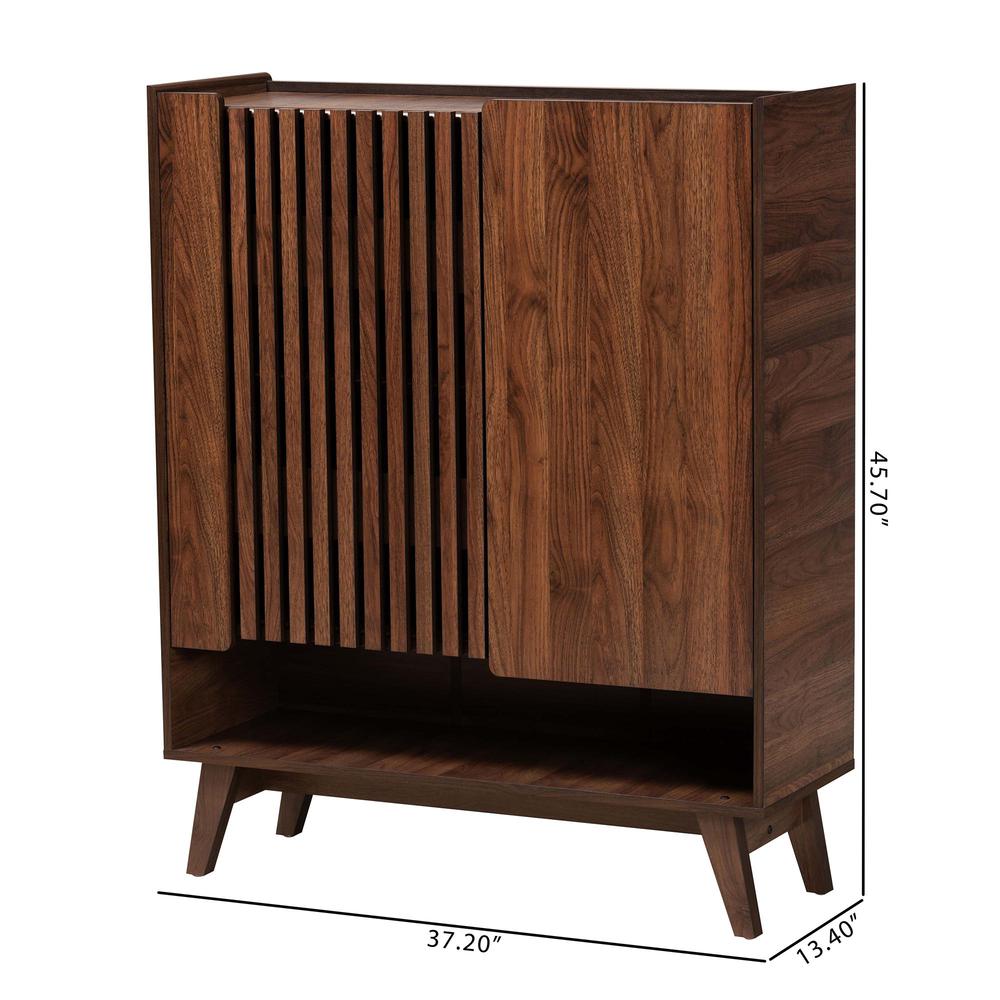 Baxton Studio Paricia Mid-Century Modern Walnut Brown Finished Wood Shoe Cabinet. Picture 24