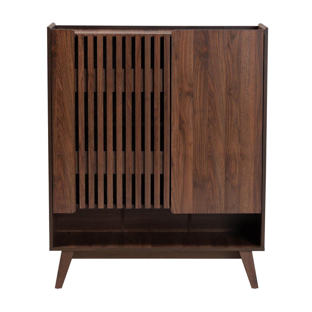 Baxton Studio Paricia Mid-Century Modern Walnut Brown Finished Wood Shoe Cabinet. Picture 15