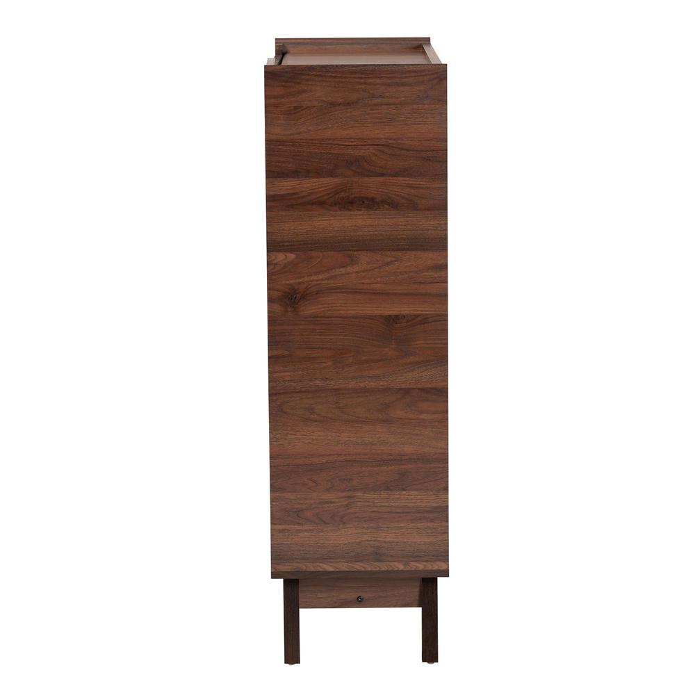 Baxton Studio Paricia Mid-Century Modern Walnut Brown Finished Wood Shoe Cabinet. Picture 16