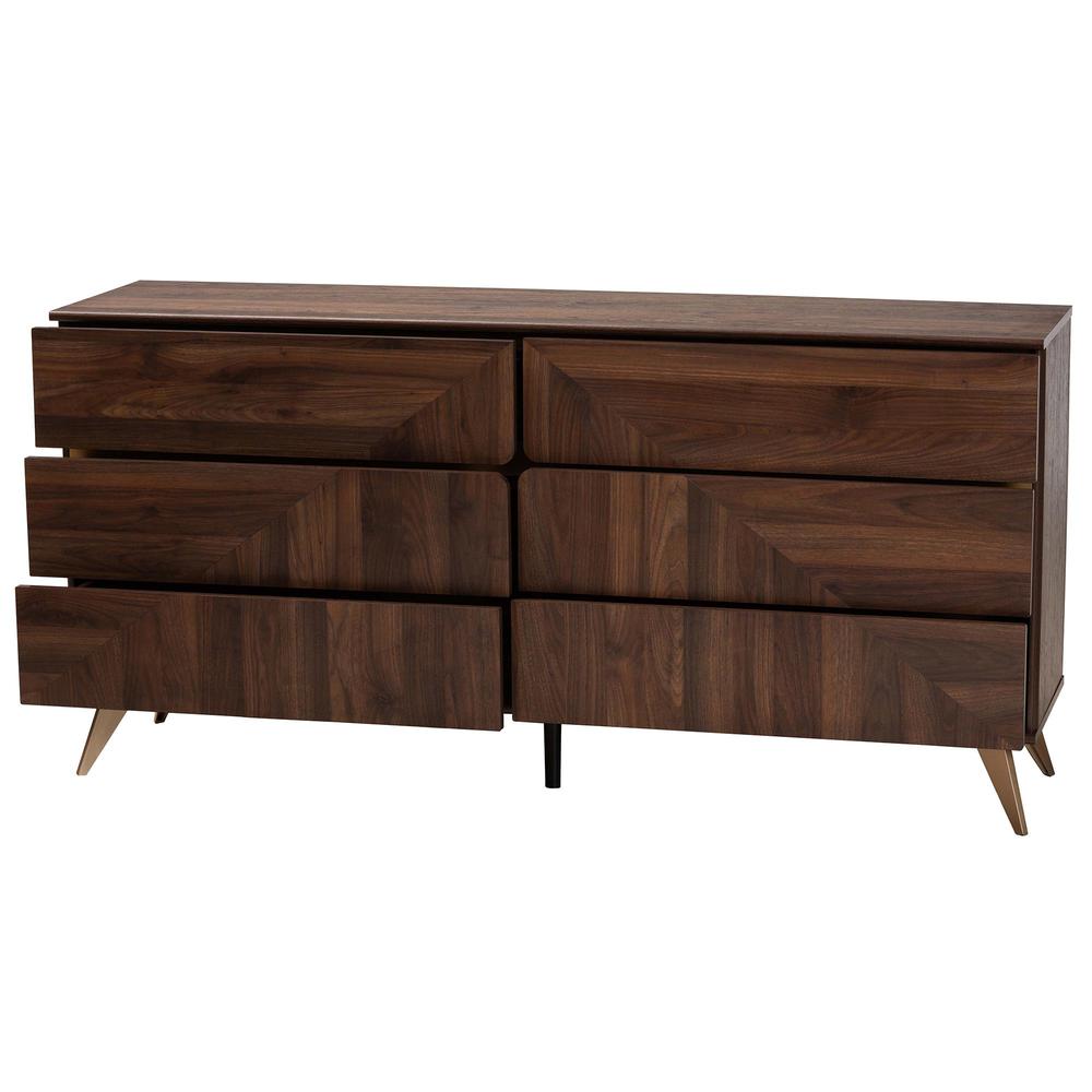 Transitional Walnut Brown Finished Wood 6-Drawer Dresser. Picture 12