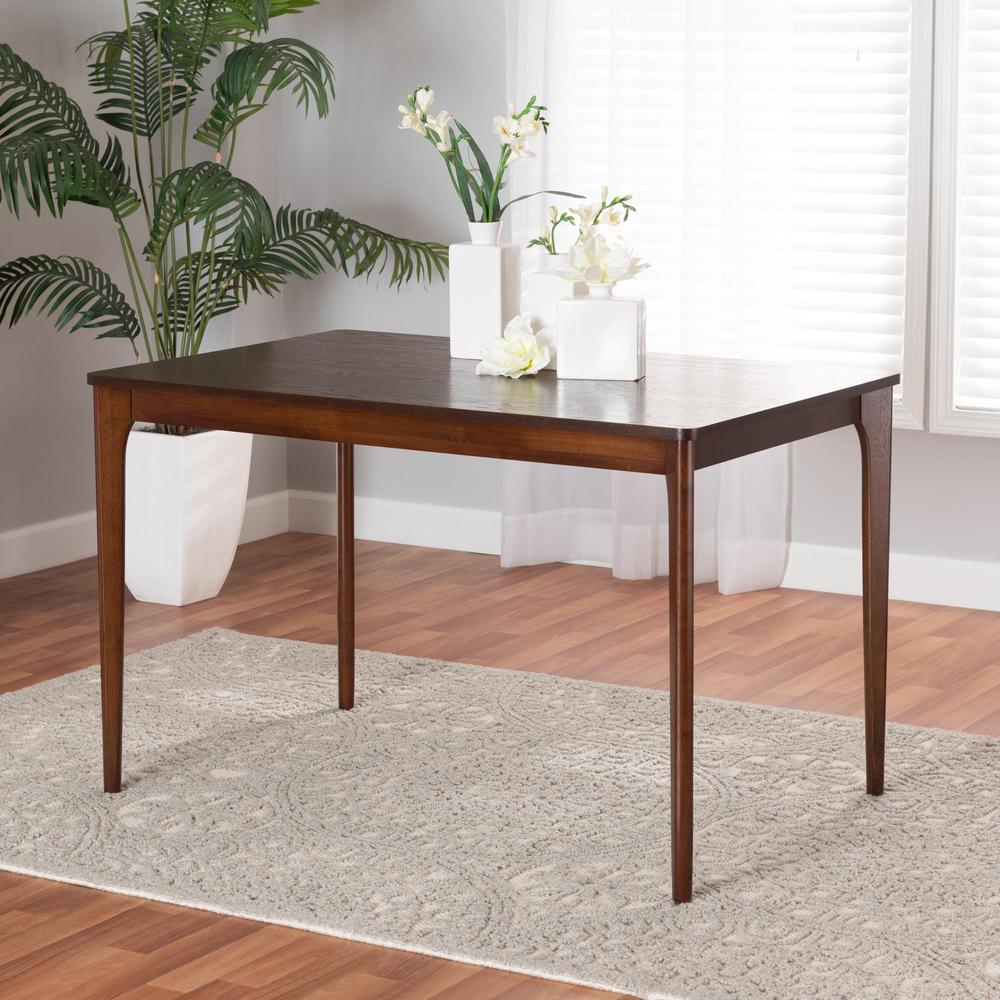 Baxton Studio Sherwin Mid-Century Modern Walnut Brown Finished Wood Dining Table. Picture 16
