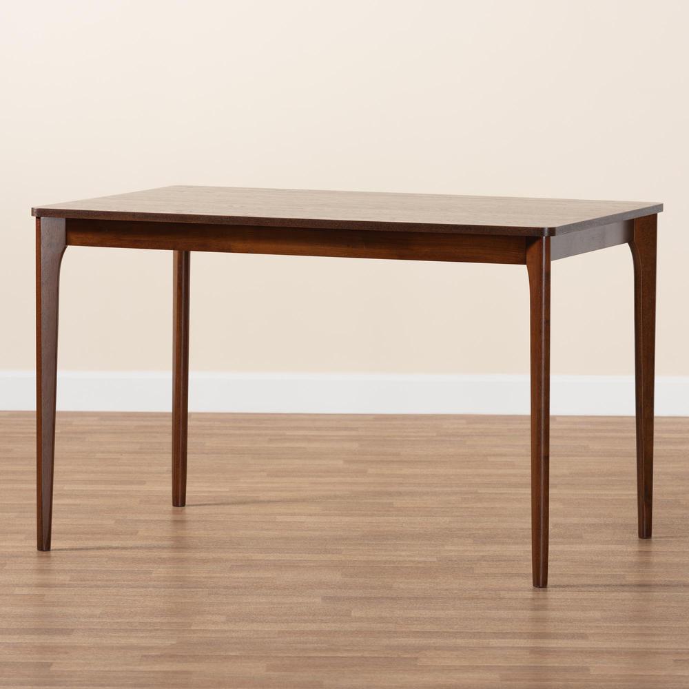 Baxton Studio Sherwin Mid-Century Modern Walnut Brown Finished Wood Dining Table. Picture 17