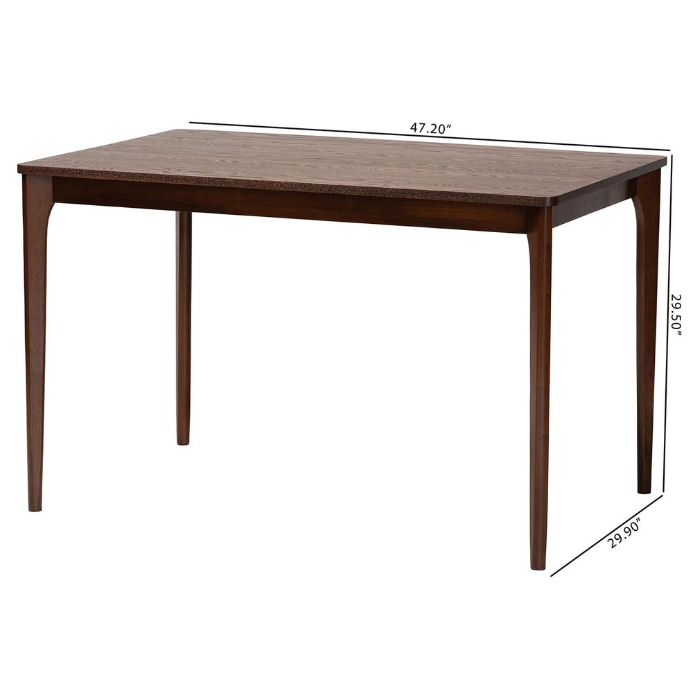 Baxton Studio Sherwin Mid-Century Modern Walnut Brown Finished Wood Dining Table. Picture 18