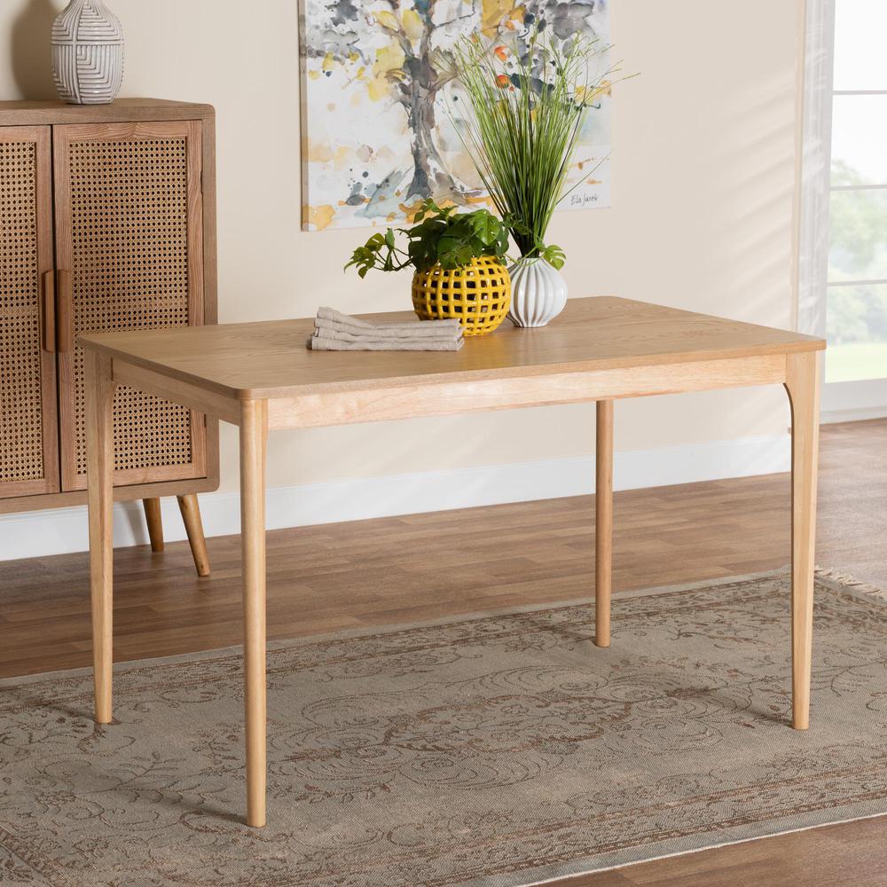 Baxton Studio Sherwin Mid-Century Modern Natural Oak Finished Wood Dining Table. Picture 16