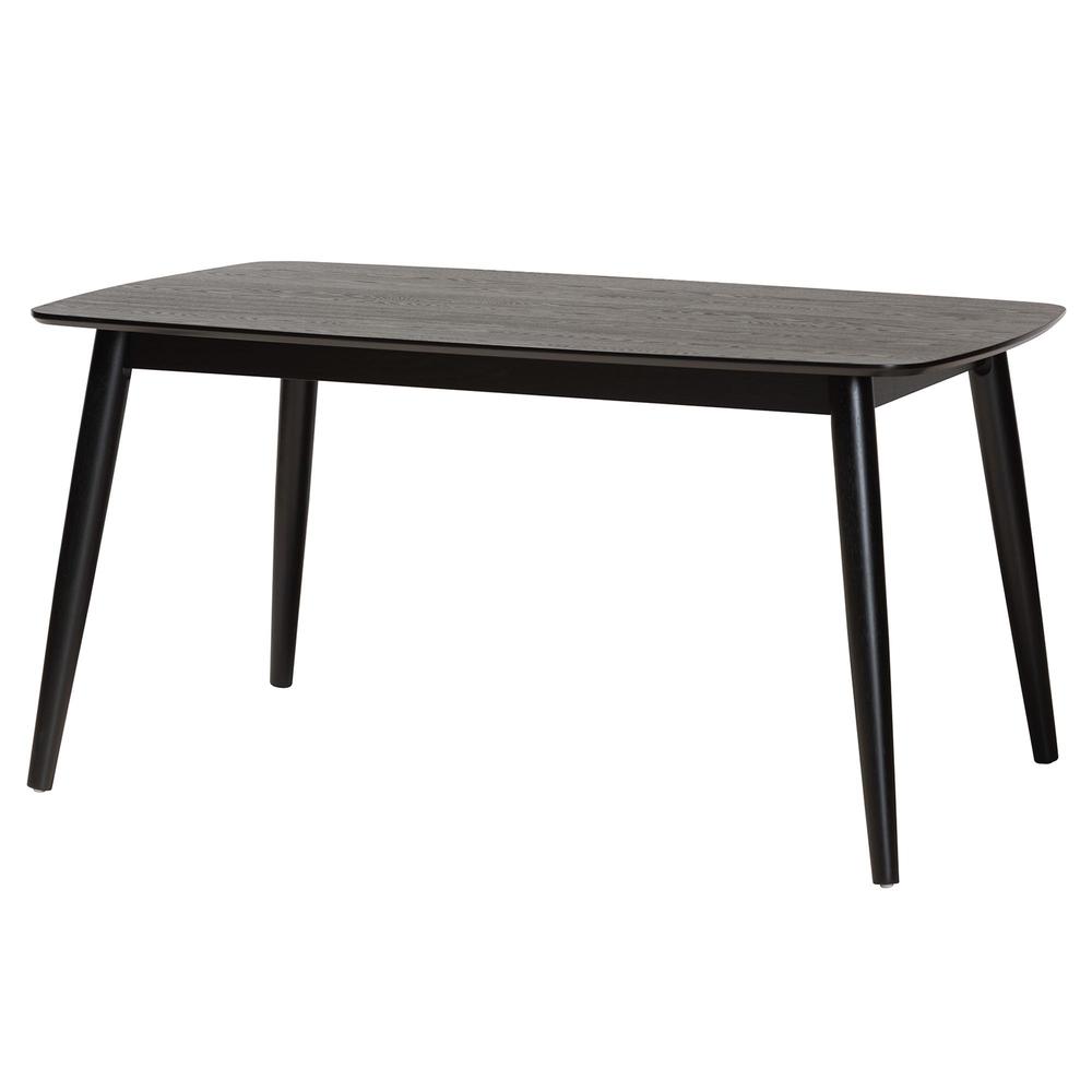 Baxton Studio Flora Mid-Century Modern Black Finished Wood Dining Table. Picture 10