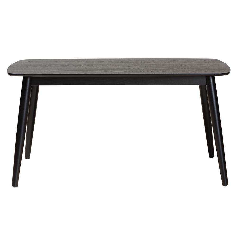 Baxton Studio Flora Mid-Century Modern Black Finished Wood Dining Table. Picture 11