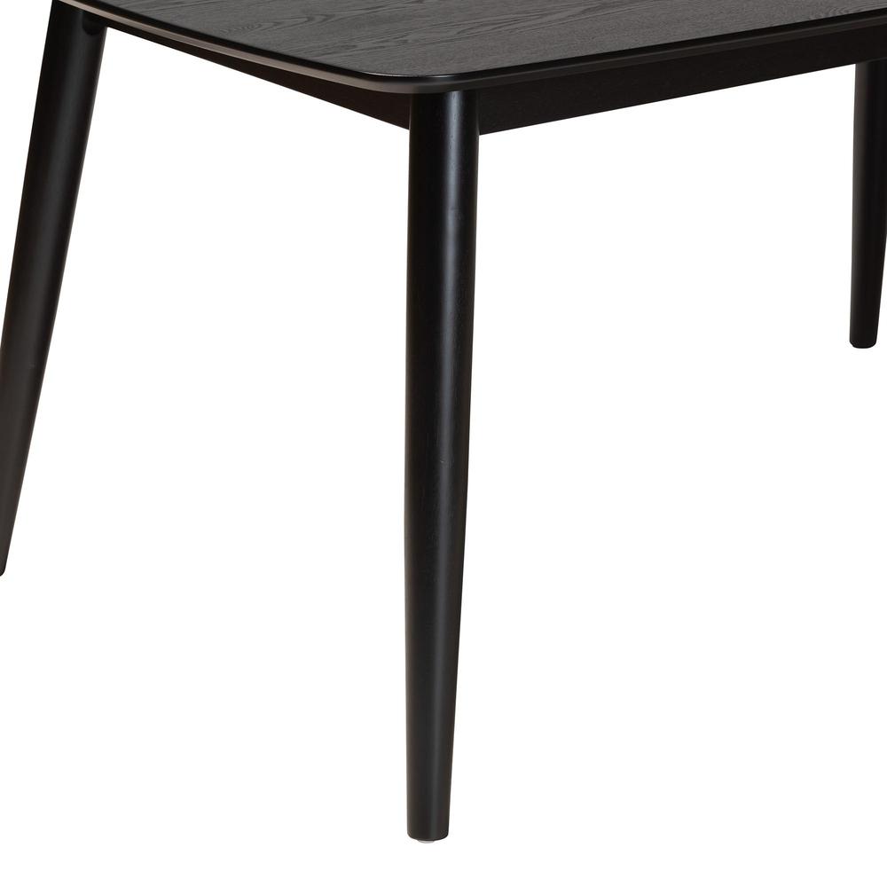 Baxton Studio Flora Mid-Century Modern Black Finished Wood Dining Table. Picture 13