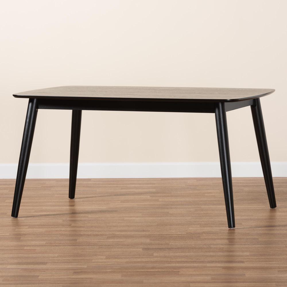 Baxton Studio Flora Mid-Century Modern Black Finished Wood Dining Table. Picture 17